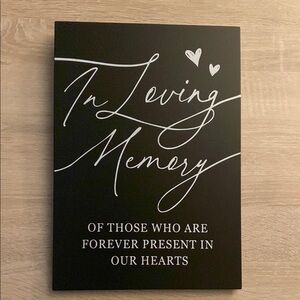 Black Memorial Plaque with White Script